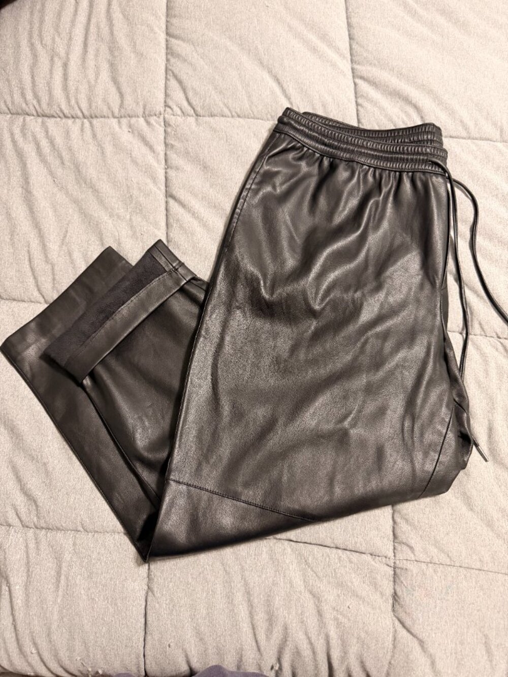 Mango High Quality Leather Straight Pants